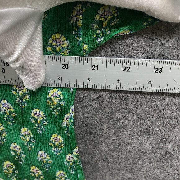 Zara Maxi Dress Womens XS Green Boho Print Ruffle Short Sleeve V-Neck Relaxed - Picture 7 of 10